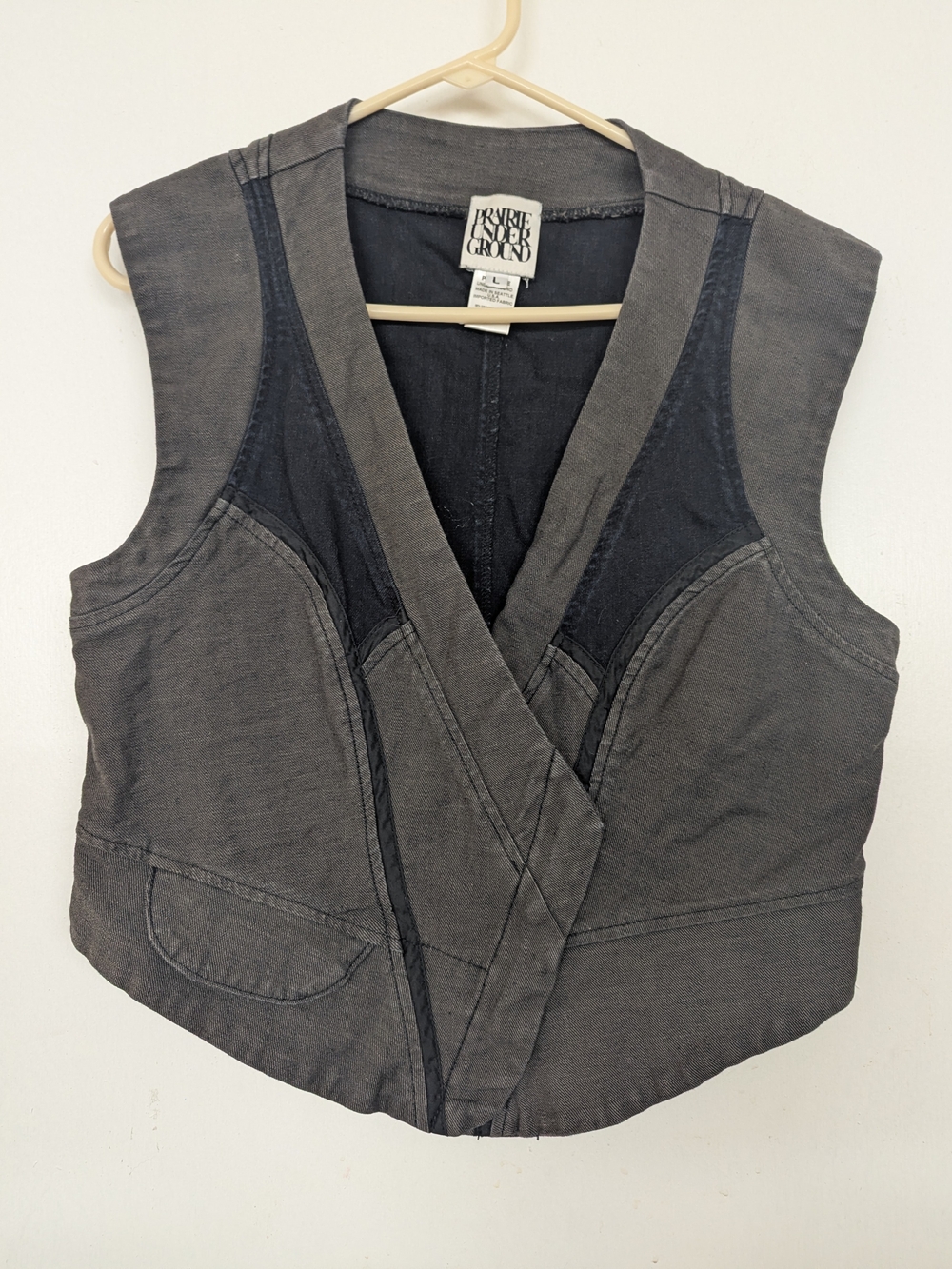 Prairie Underground gray and charcoal cotton wrap vest